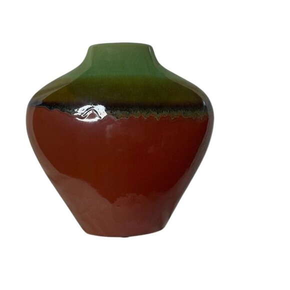 Southwestern Style Ceramic Bulb Vase Drip Glazed Decorative Retro Home Decor - Picture 5 of 6